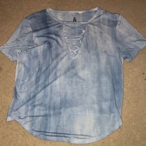 PacSun Me to We size M blue tie-dye cross top